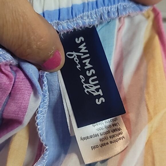 SWIMSUIT FOR ALL MARA BEACH LIGHT COLORED STRIPED PANT WITH SIDE SLITS SZ 22/24 - Picture 7 of 8